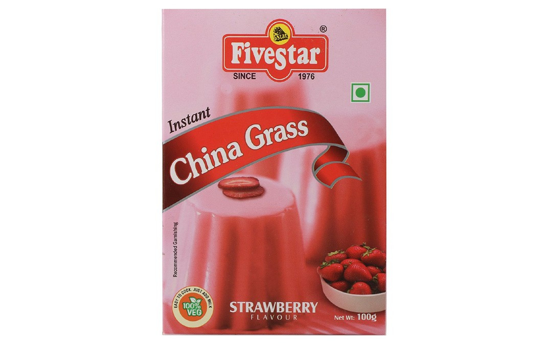 Five Star Instant China Grass, Strawberry Flavour   Box  100 grams